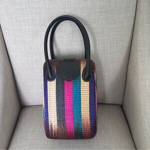 Colorful Top Handle Woven Bag